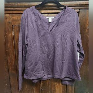 Athleta Essential V-Neck Top Iris Purple XL